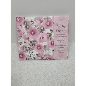 Tri-Coastal Design Weekly Organizer Floral Big Dreams Sticky Notes Memo Pad Pink